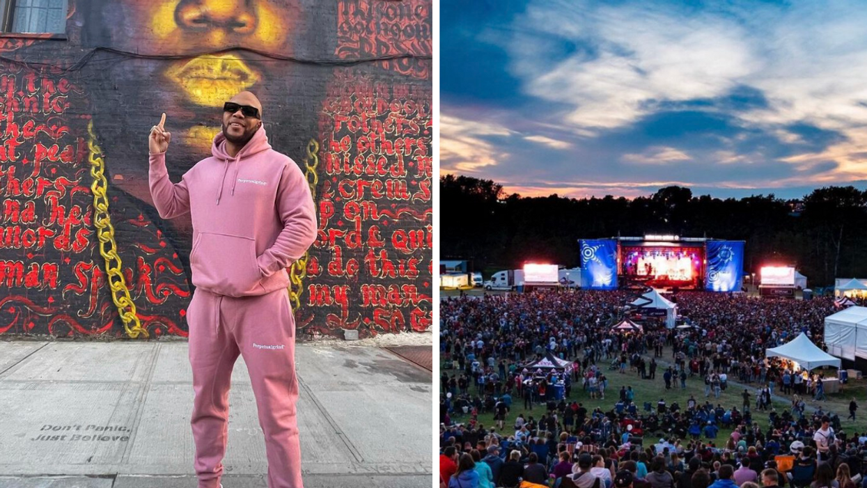 Le chanteur Flo Rida. Droite : Le festival Les Grandes Fêtes Telus.