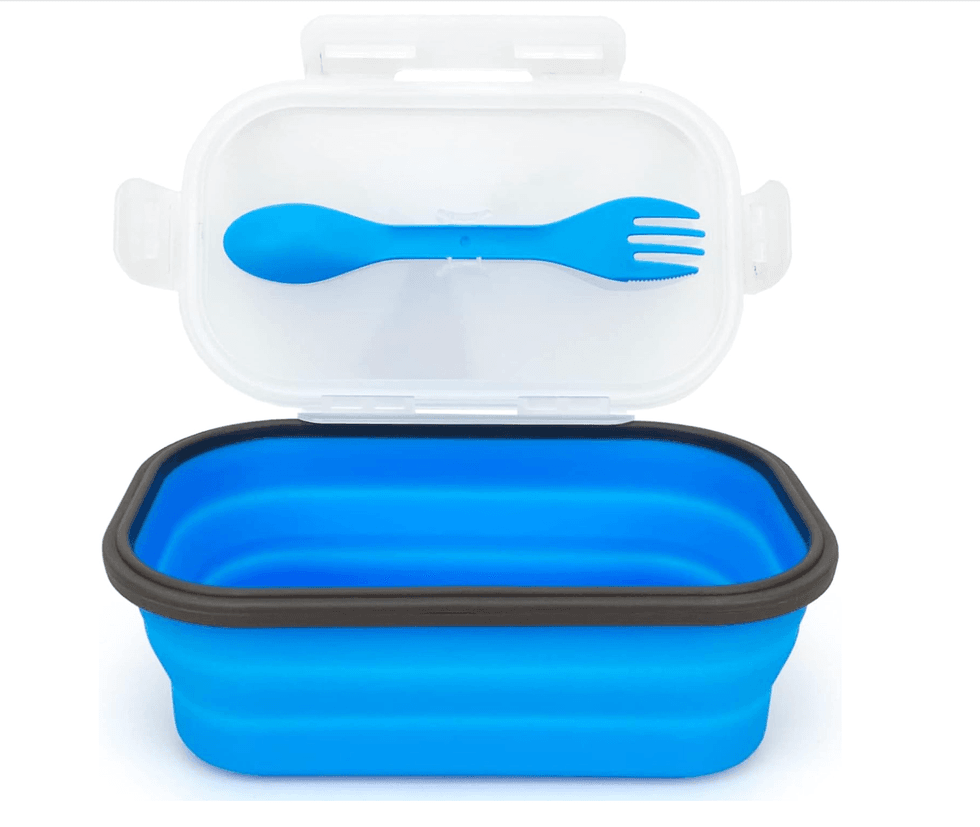 Le contenant pliable bleu de la marque Lunbengo sur Amazon.