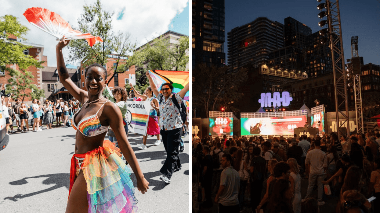 Le Défilé de la Fierté Montréal. Droite : Le M.A.D Fest.