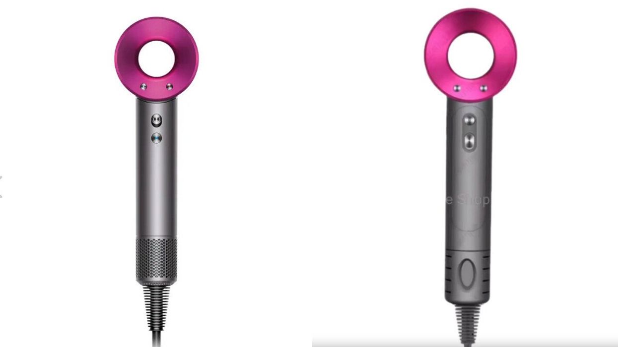 Le Dyson Supersonic. Droite : le Sèche-cheveux LVOE vendu sur AliExpress.