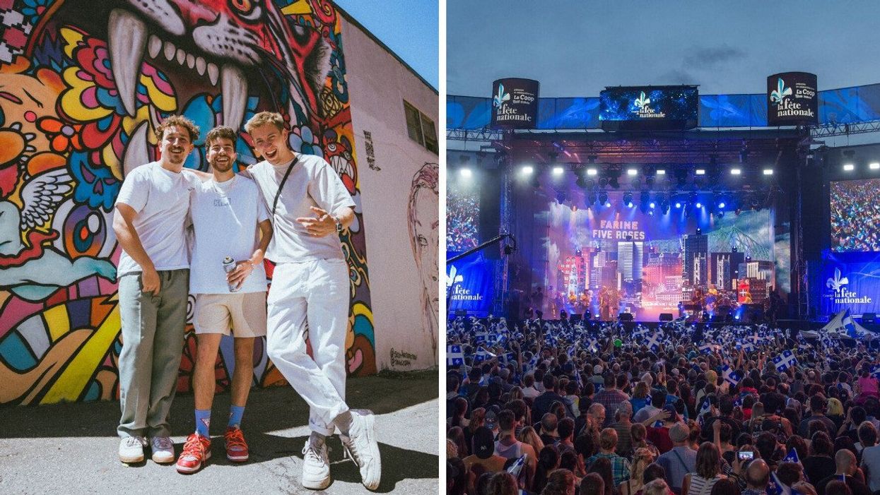 Le festival Mural à Montréal. Droite : La Fête nationale du Québec à Montréal.