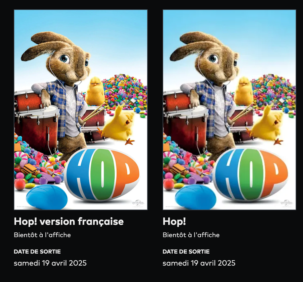 Le film \u00ab Hop \u00bb pr\u00e9sent\u00e9e le 19 avril dans les Cineplex.