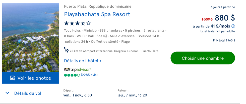 Le forfait du Playabachata Spa Resort en R\u00e9publique dominicaine.