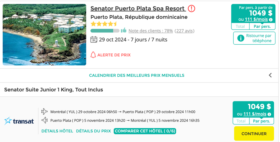 Le forfait du Senator Puerto Plata Spa Resort en R\u00e9publique dominicaine.