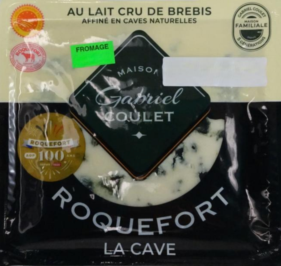 Le fromage Roquefort dans son emballage.