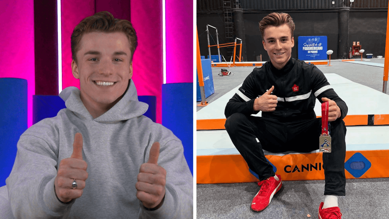 Le gymnaste Félix Dolci à Big Brother Célébrités. Droite : L'olympien Félix Dolci.