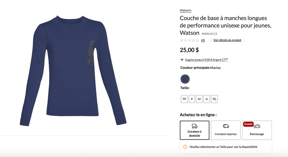 Le haut couche de base unisexe Performance sur le site de L'\u00c9quipeur \u00e0 25 $.