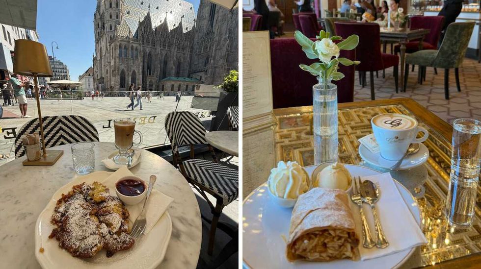 Le Kaiserschmarrn au Demel, \u00e0 Vienne. Droite : l'Apfelstrudel au caf\u00e9 Gerstner K. u. K. Hofzuckerb\u00e4cker.