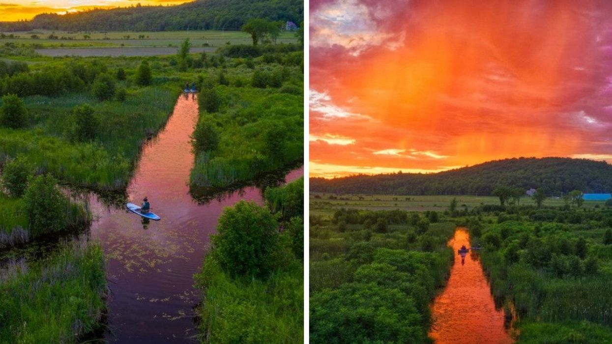 Le Labyrinthe d'eau au crépuscule.