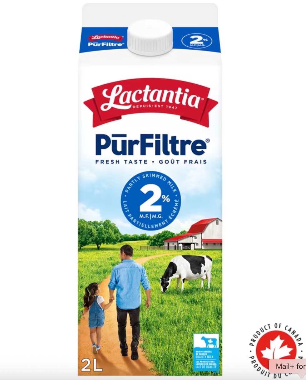 Le lait Lactancia Purfiltre 2 % sur le site du Maxi.