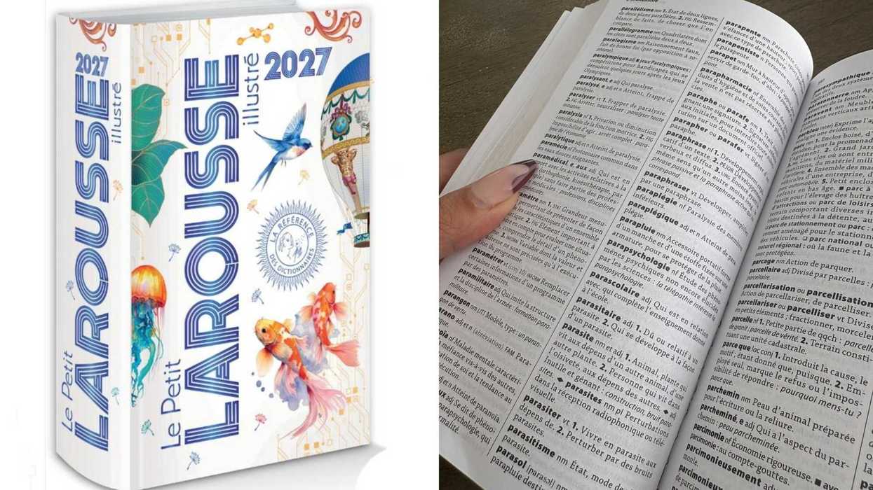 Le Larousse 2027. Droite : un dictionnaire ouvert.