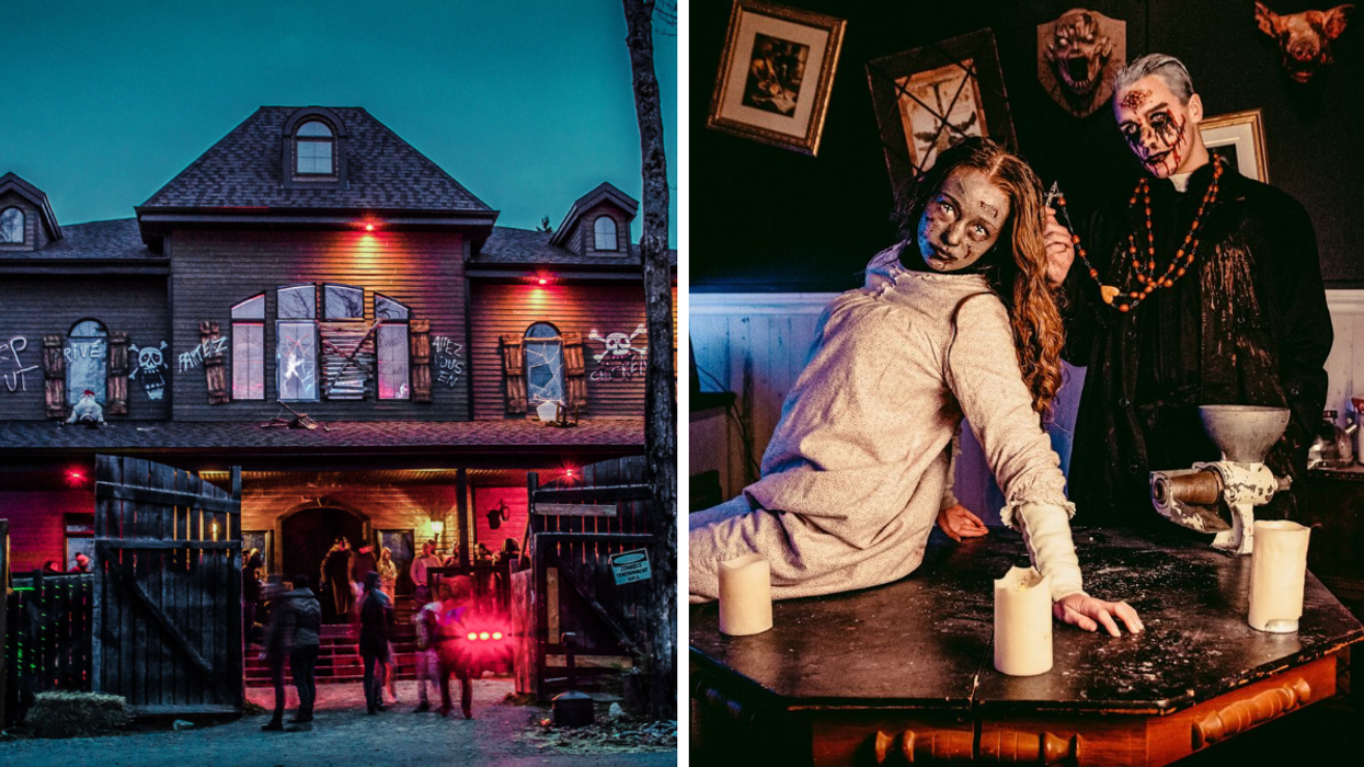 Le Manoir hanté du Complexe Antlantide. Droite : Les personnages du Manoir hanté Atlantide.