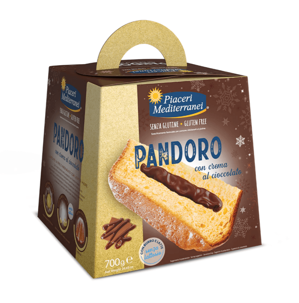 Le Pandoro de marque Piaceri Mediterranei dans son emballage.