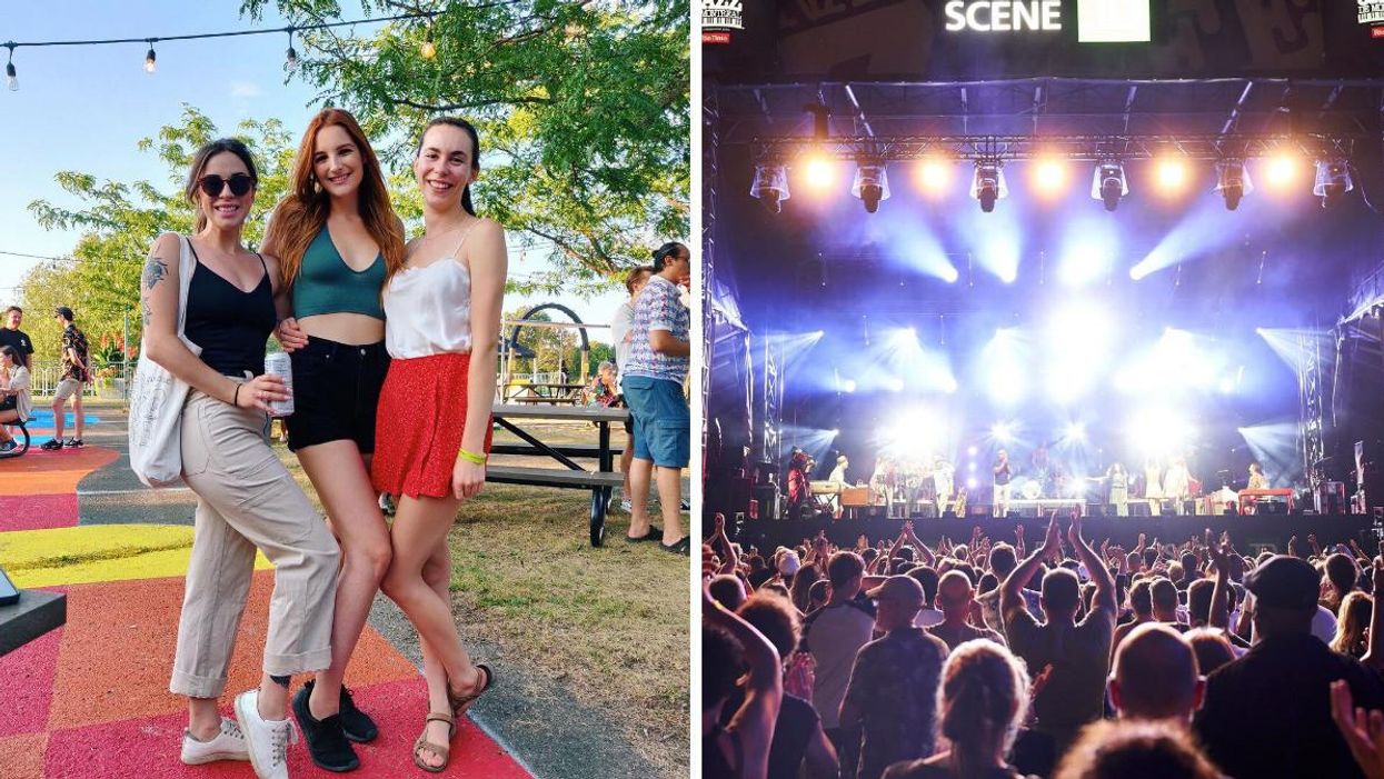 Le parc de La Bronzette à Montréal. Droite : Festival International de Jazz de Montréal.