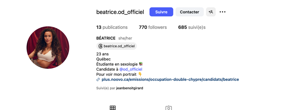 Le profil de B\u00e9atrice d'OD.