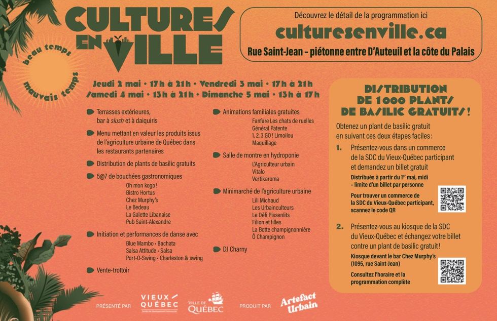 Le programme de Culture en Ville \u00e0 Qu\u00e9bec.