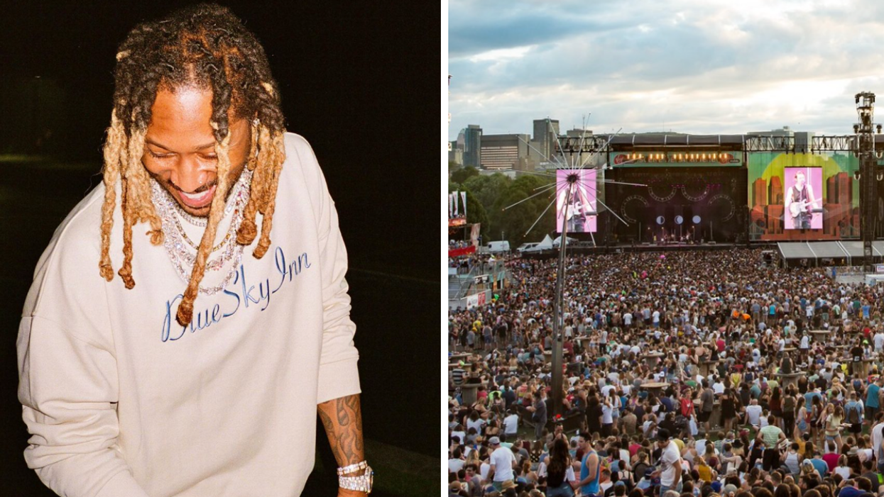 Le rappeur Future. Droite : Le festival Osheaga.