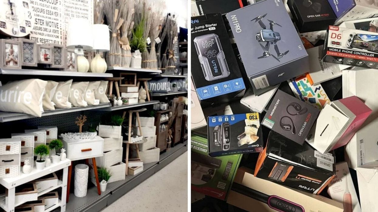 Le rayon décoration du Magi-Prix. Droite : électronique haut de gamme chez 18.Liquidation.