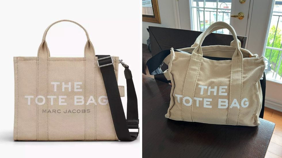 Le sac \u00e0 main Marc Jacobs. Droite : Le sac \u00e0 main Amazon.