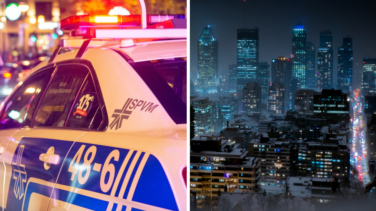 Le SPVM. Droite : Montréal la nuit.