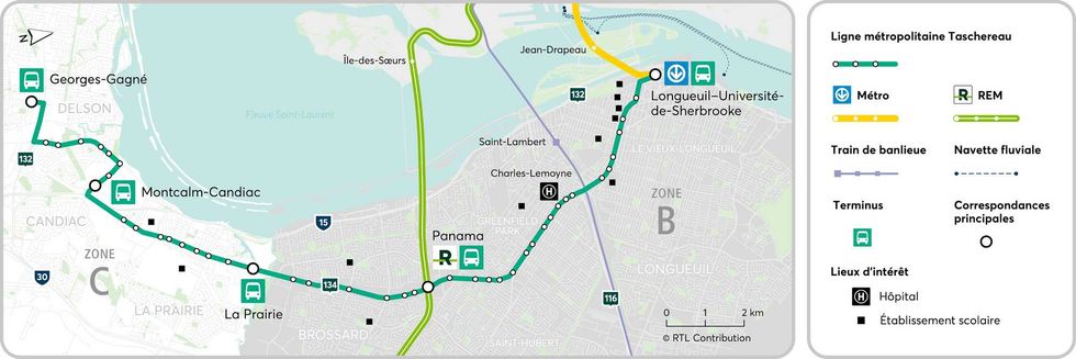 Le trajet de la nouvelle ligne de l'ARTM.