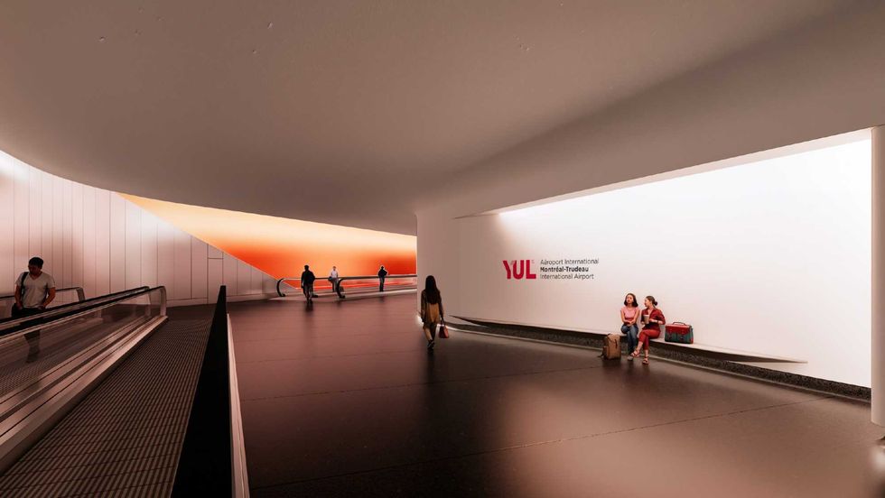 Le tunnel du futur terminal satellitaire de l'a\u00e9roport international Montr\u00e9al-Trudeau (YUL)