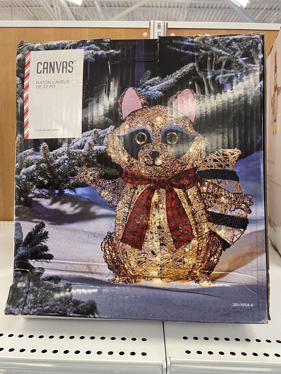 LED Canadian raccoon holiday decoration from Canadian Tire.