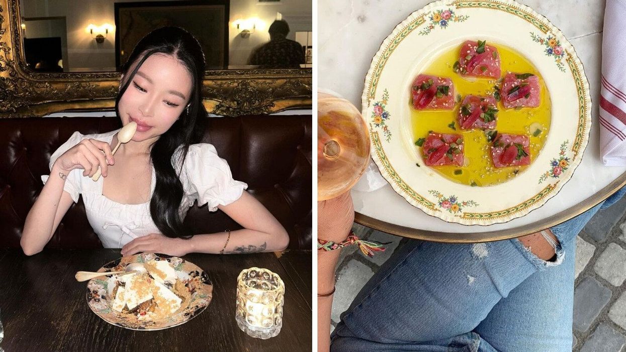 Left: Someone dining at North & Navy. Right: A meal at North & Navy.