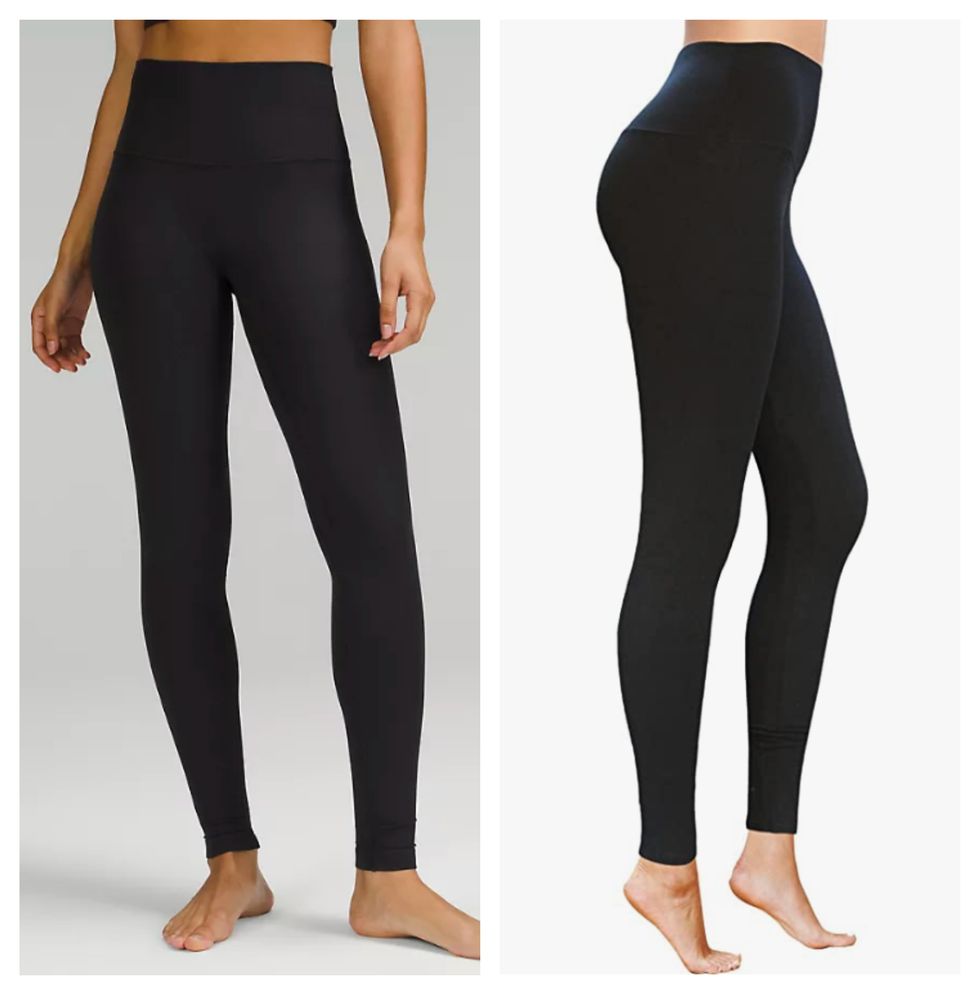 Leggings de Lululemon. Droite : Leggings d'Amazon.