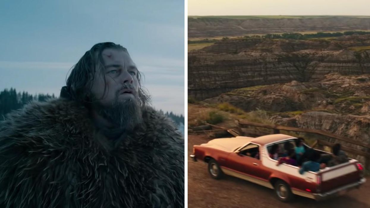 Leonardo DiCaprio in The Revenant. Right: Horsethief Canyon in Ghostbusters: Afterlife.