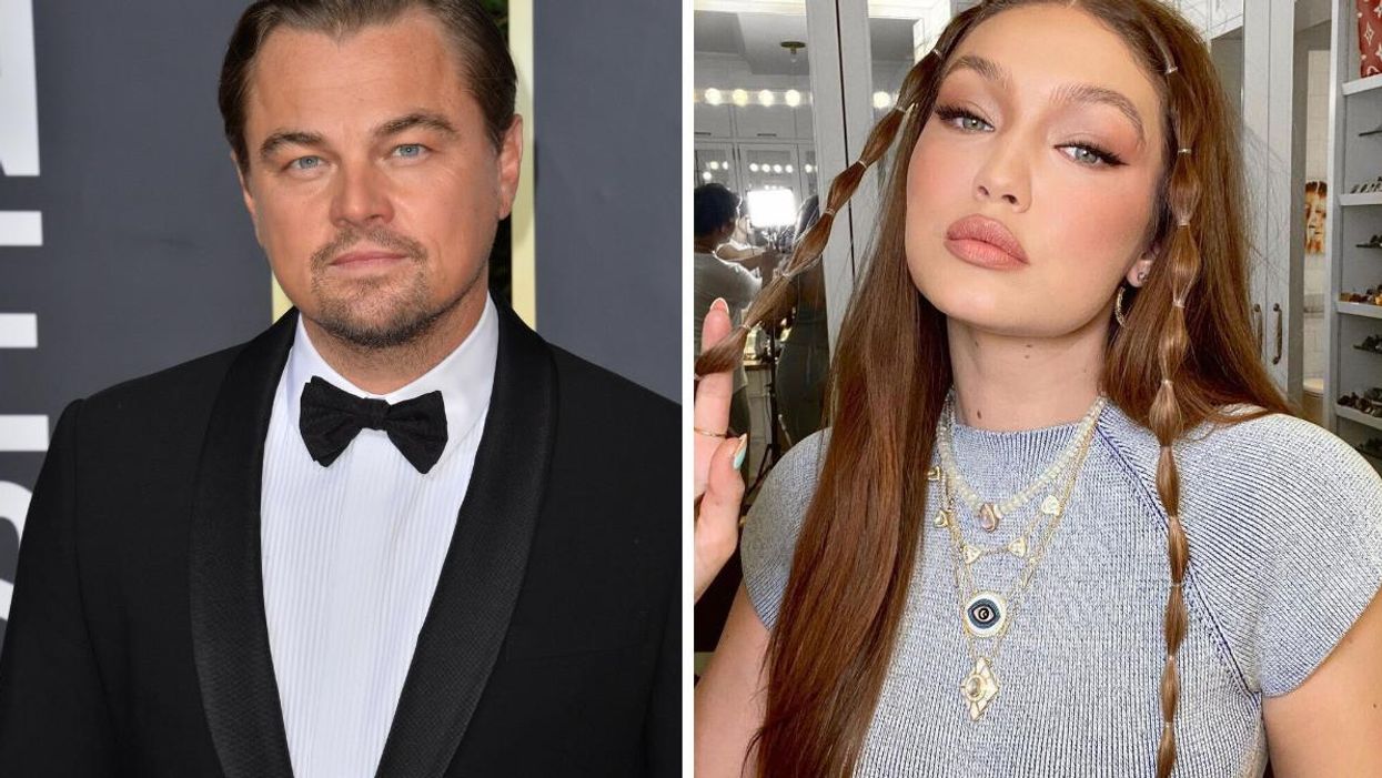 Leonardo DiCaprio. Right: Gigi Hadid.