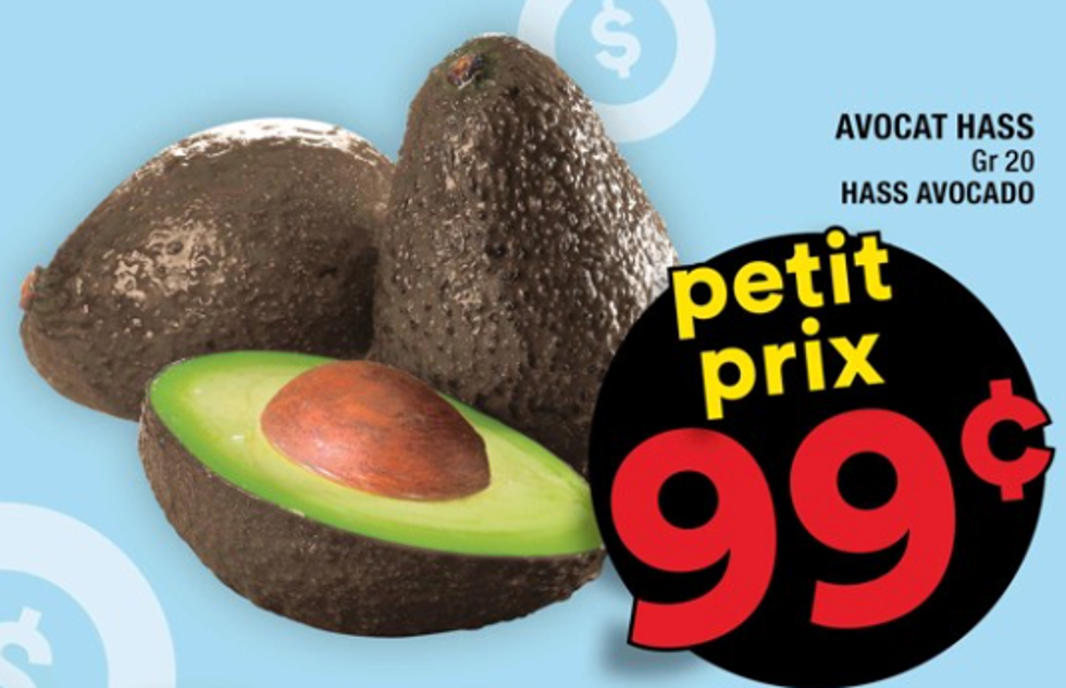 Les avocat en rabais dans la circulaire du Super C.