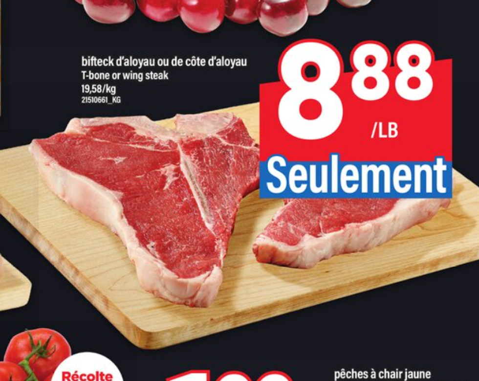 Les biftecks d\u2019aloyau en rabais dans la circulaire du Maxi