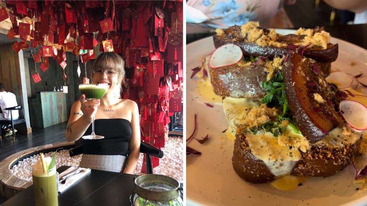 Les « boozy brunchs » du restaurant Gon Bui à Laval. Droite : Le pain doré Sud-Est du Gon Bui.