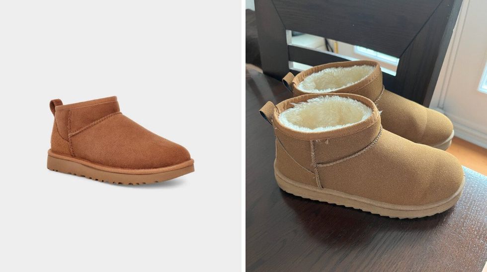 Les bottes UGG. Droite: Les bottes Amazon.