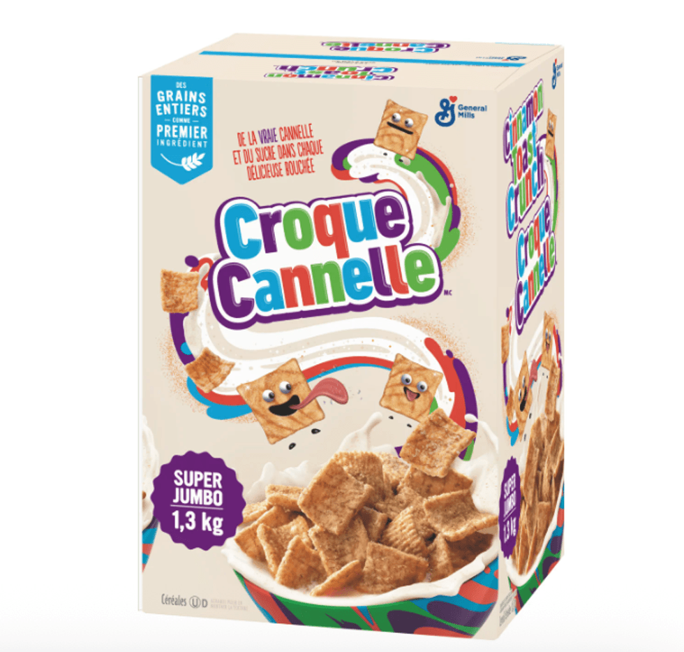 Les c\u00e9r\u00e9ales Croque Cannelle de General Mills sur le site du Costco.