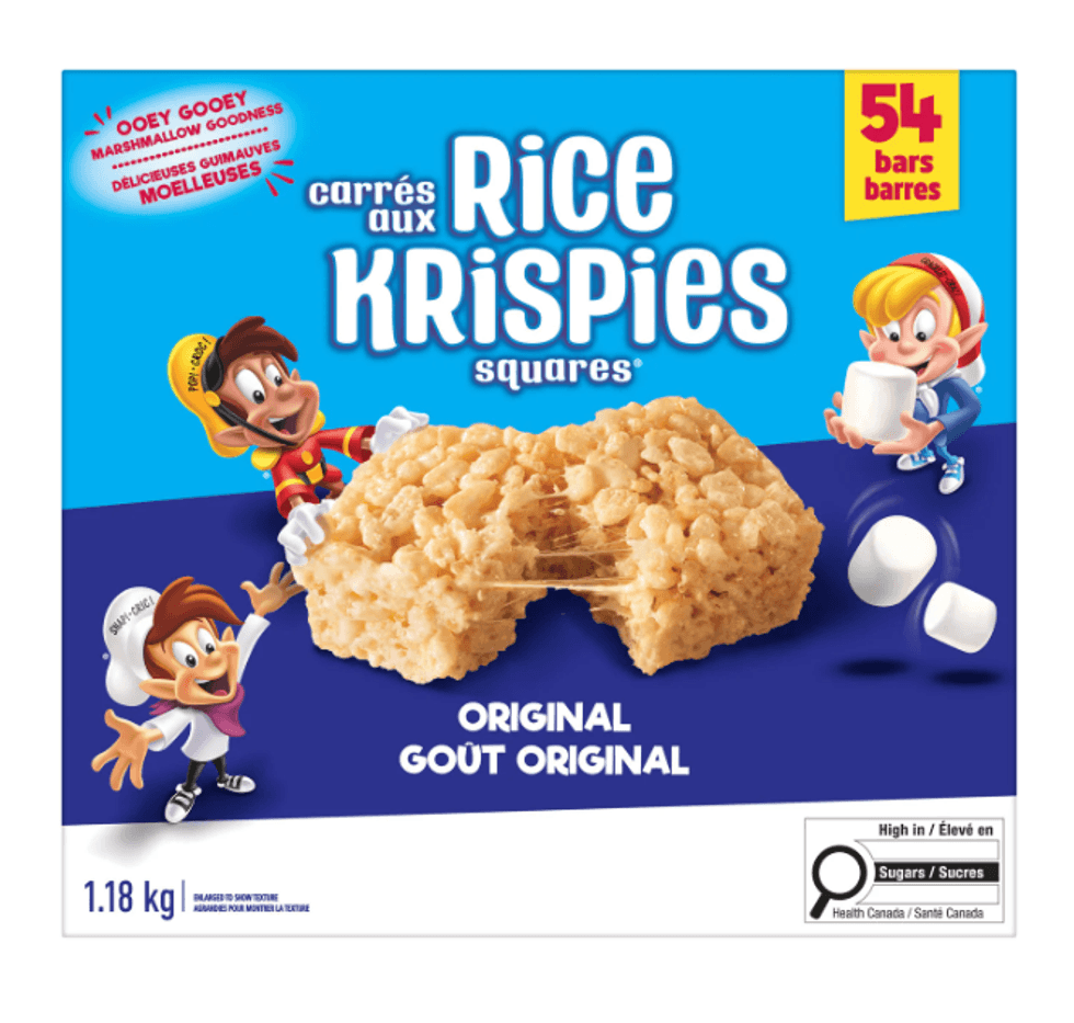 Les carr\u00e9es aux Rice Krispies sur le site du Costco.