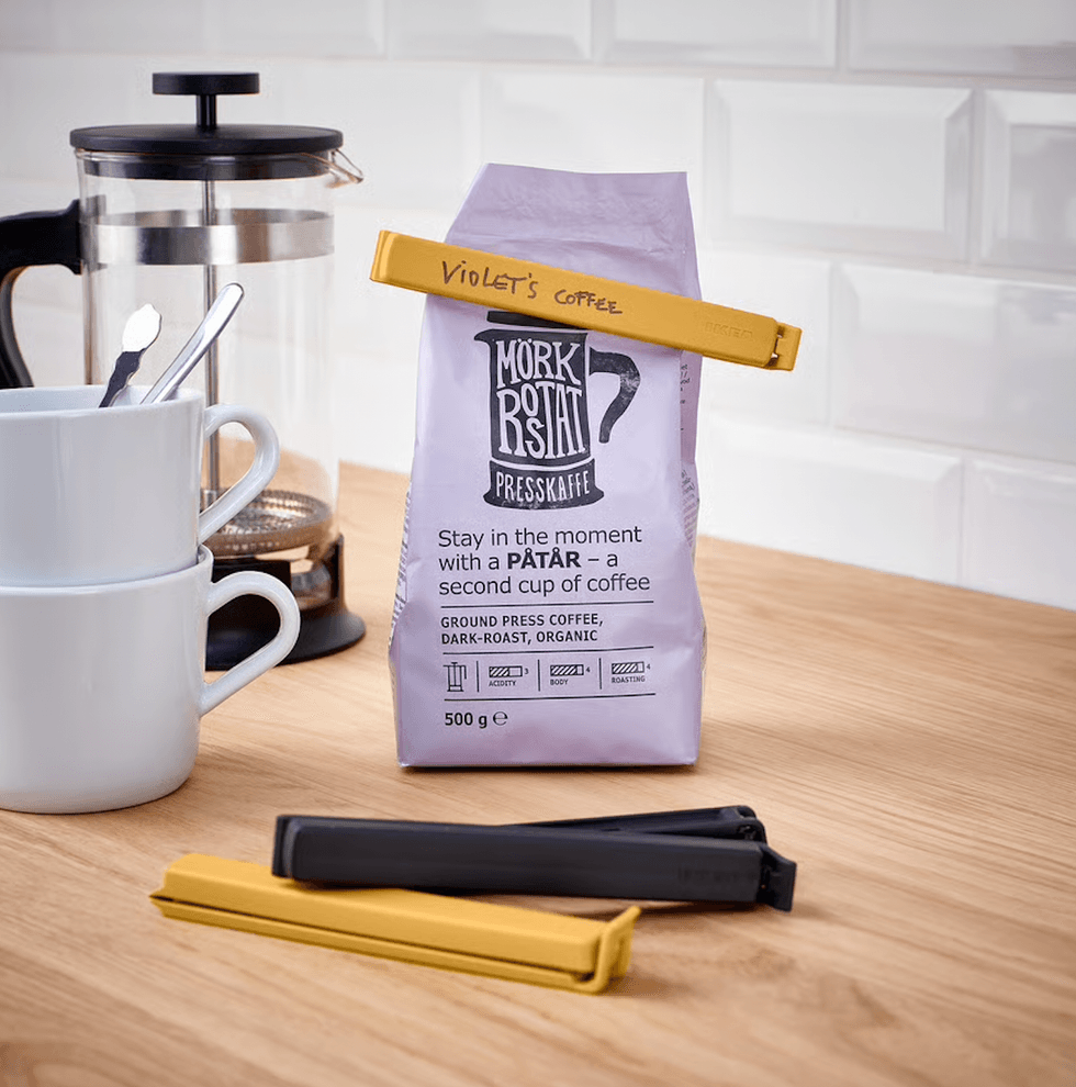 Les clips de fermeture BEVARA du IKEA.