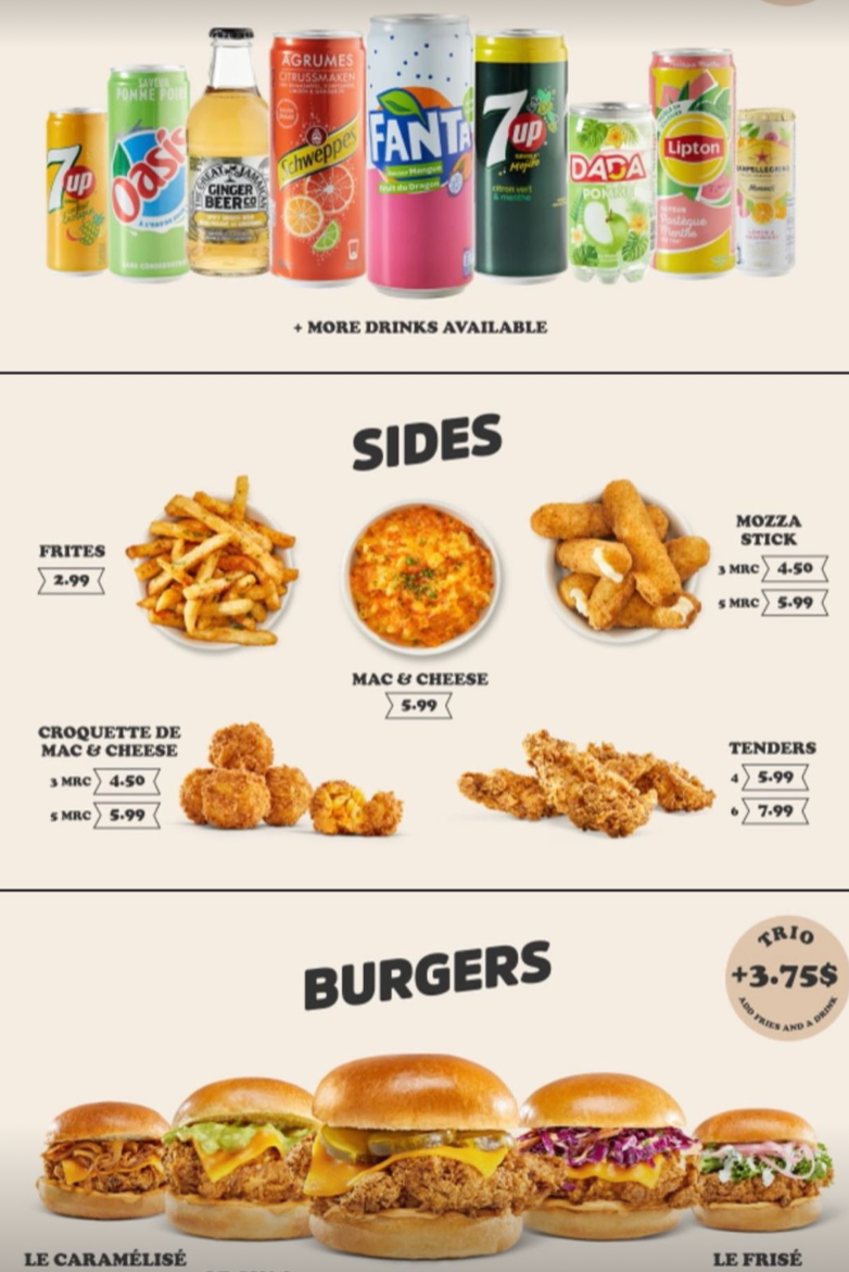 Les diff\u00e9rents items du menu sont illustr\u00e9s sur celui-ci.
