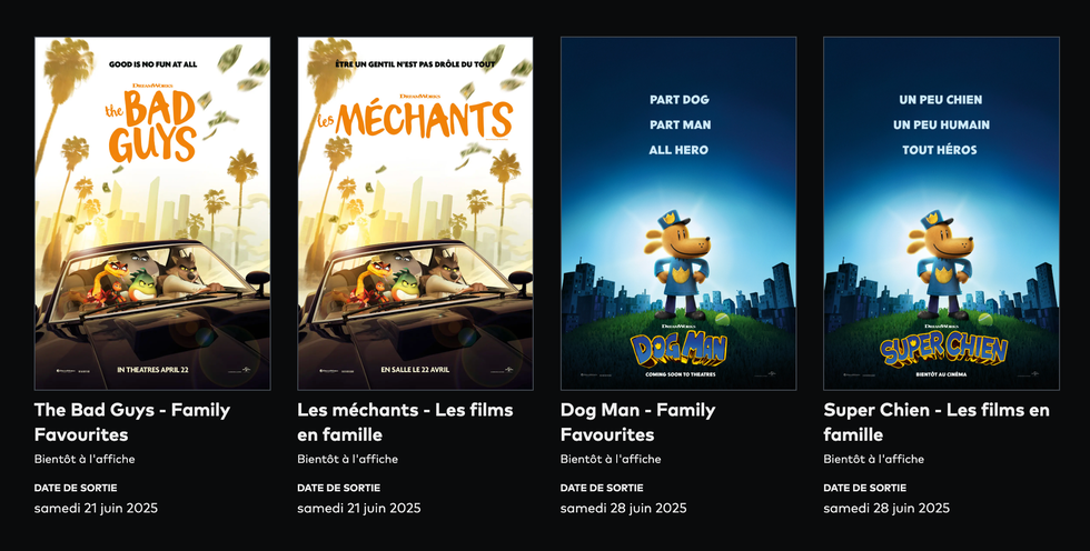 Les films \u00e0 3,99 $ \u00e0 l'affiche en juin 2025.