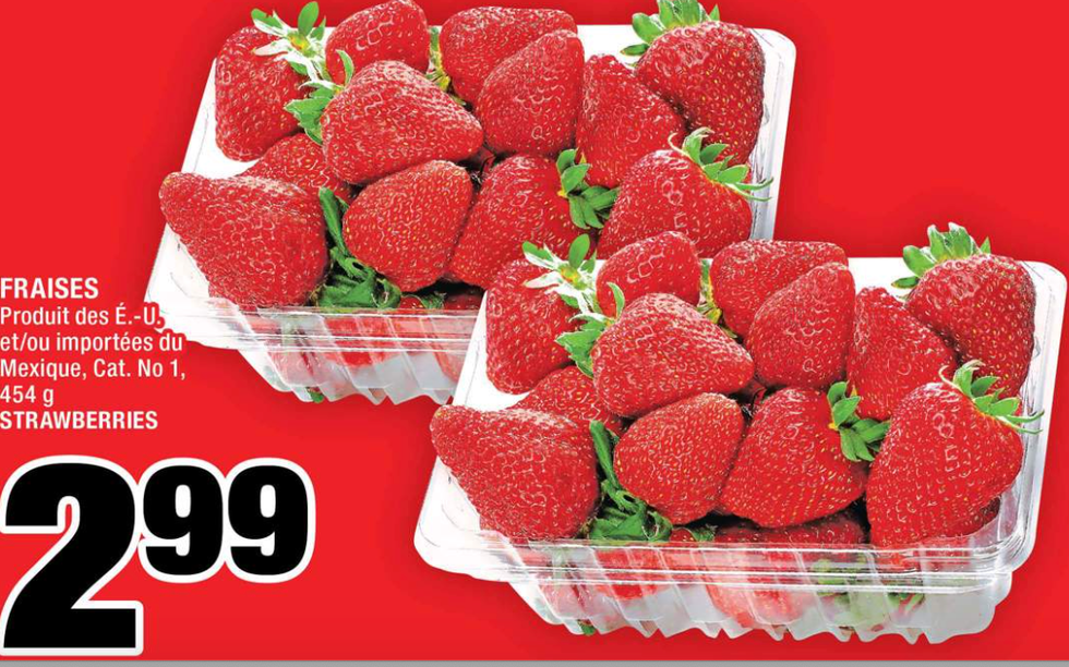 Les fraises dans la circulaire du Super C.
