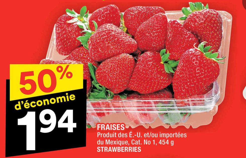 Les fraises dans la circulaire du Super C.