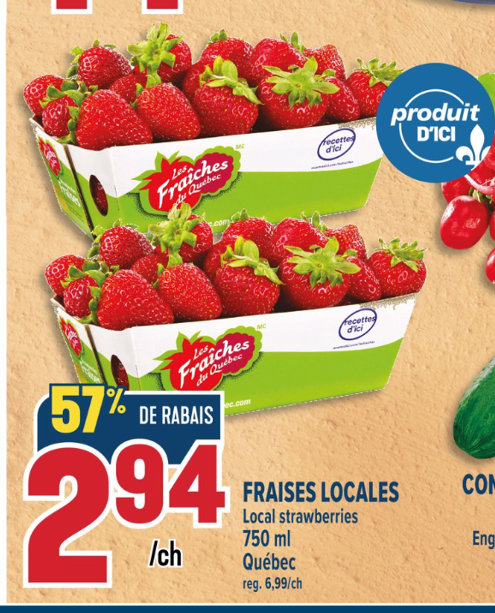 Les fraises du Qu\u00e9bec dans la circulaire du March\u00e9 Adonis.
