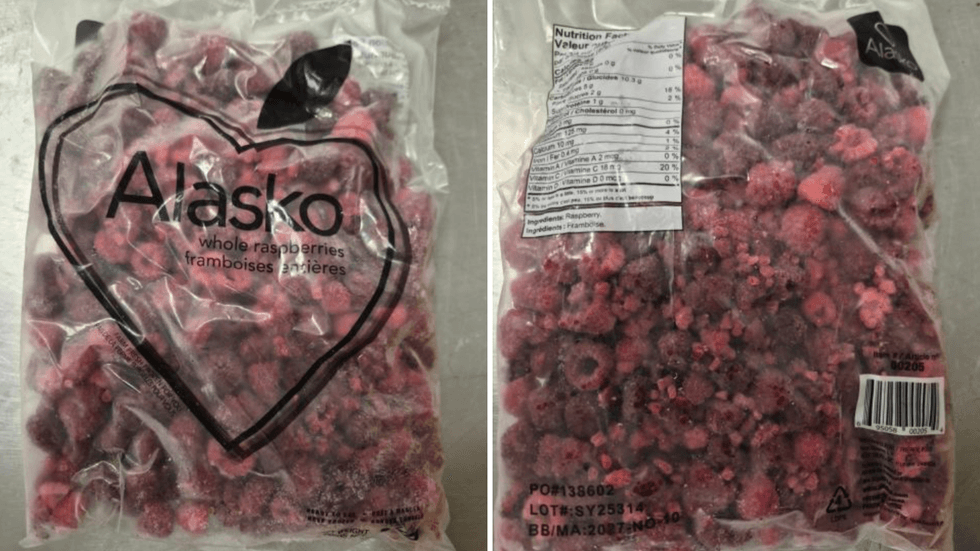 Les framboises surgel\u00e9es Alasko.
