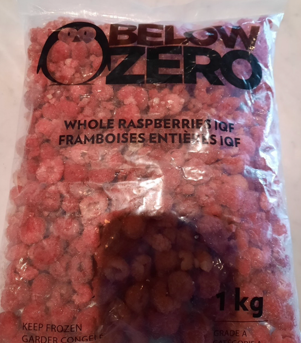 Les framboises surgel\u00e9es.
