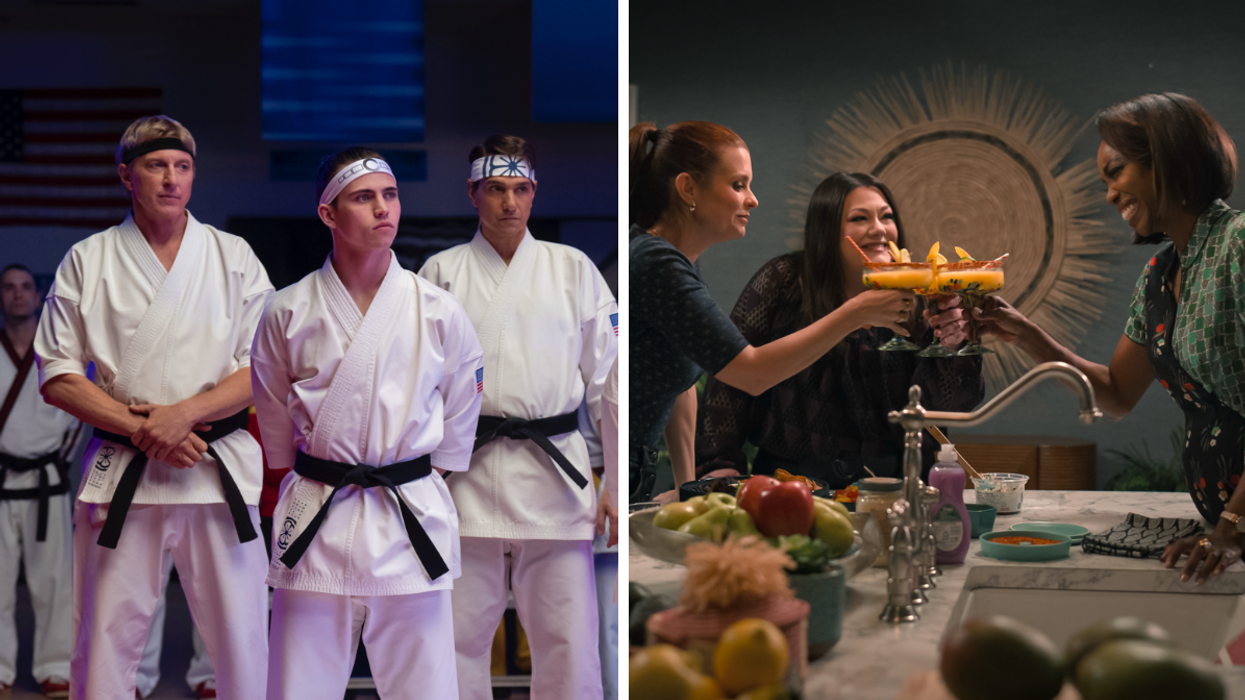 Les personnages de Cobra Kaï. Droite : Les protagonistes de Sweet Magnolias.