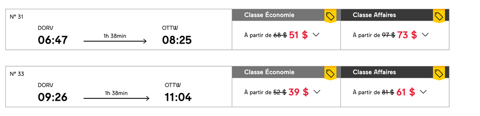 Les prix du solde VIA Rail.