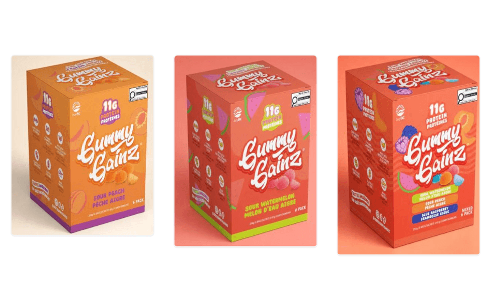 Les prot\u00e9ines bonbons de marque Gummy Gainz.