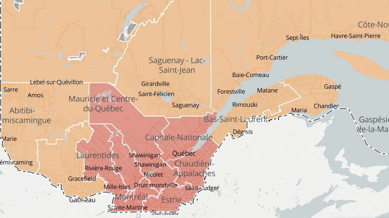 Les régions en zone rouge au Québec qui pourraient bientôt passer en zone orange