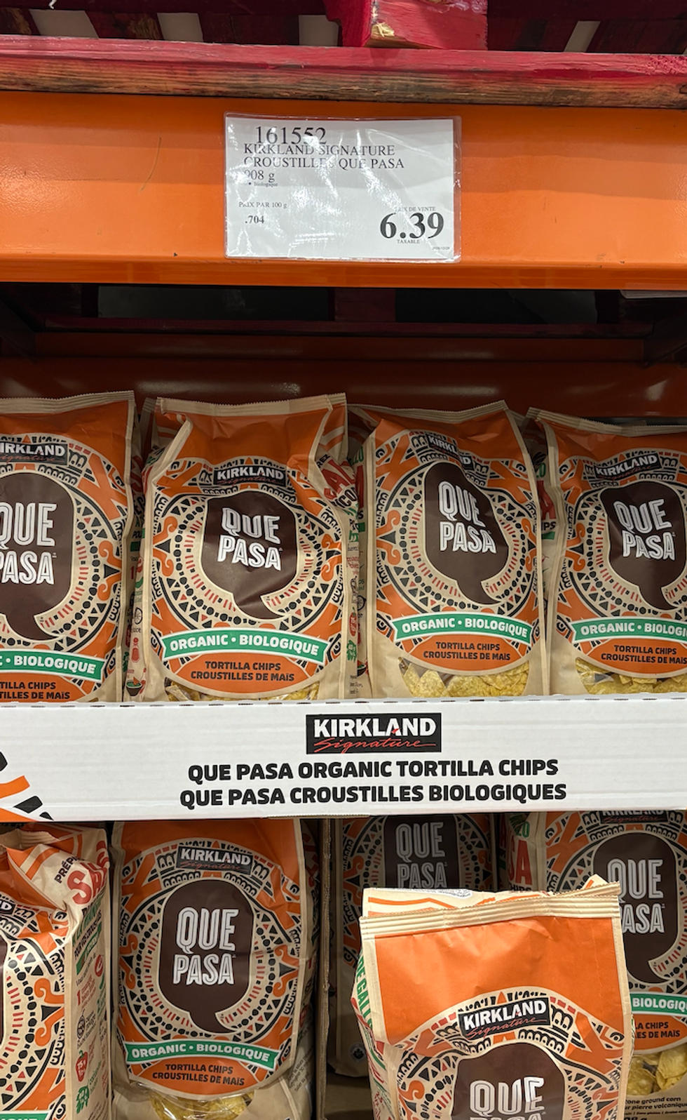 Les sacs de croustilles Que Pasa biologiques au Costco